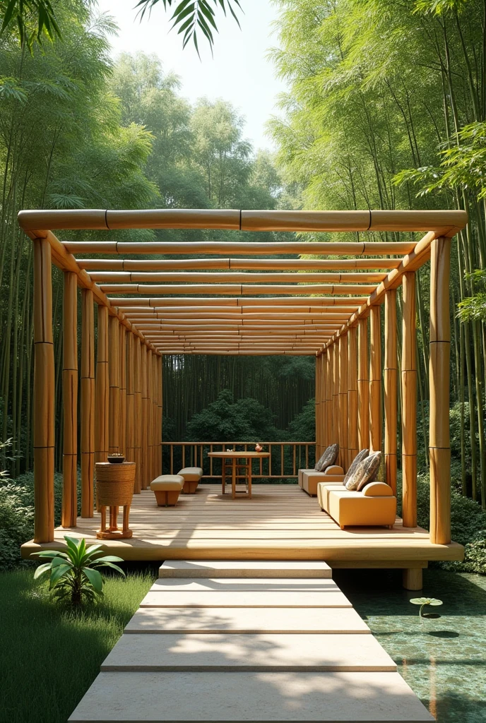Create a bamboo structure that can be used as a pavilion where the structure is the main thing