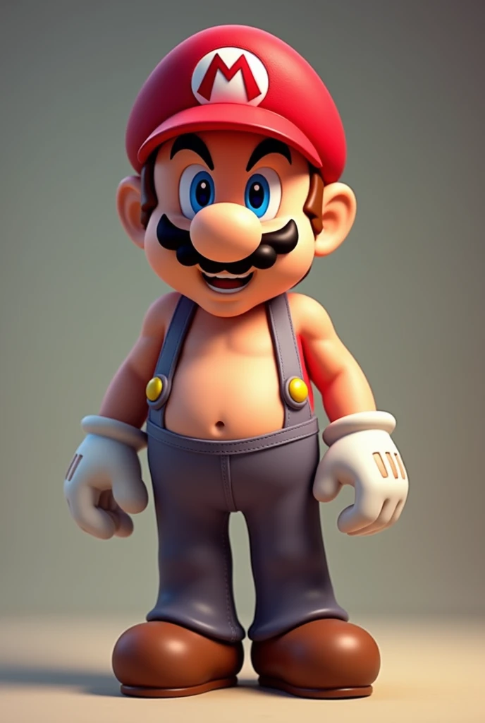 Make a picture of Mario bros without a shirt and without pants (naked)