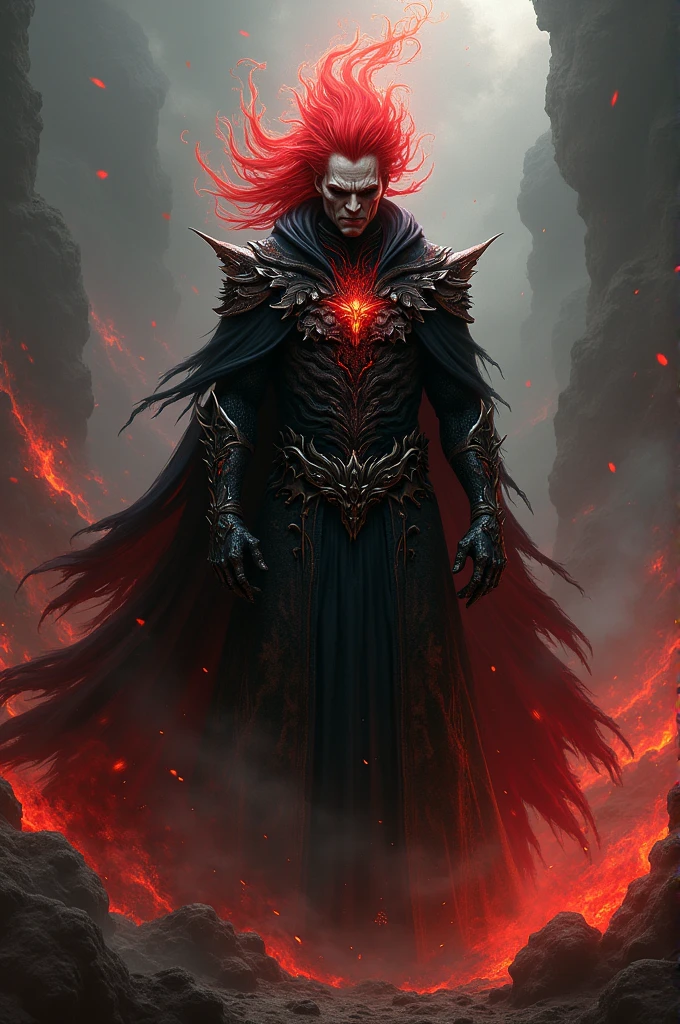 Villain red hair dangerous power magic hellish clothes chimera 