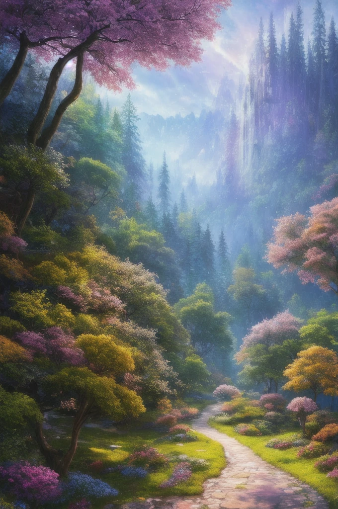 masterpiece, best quality, high quality,extremely detailed CG unity 8k wallpaper, An enchanting and dreamy scene of a fantasy forest, with towering trees, glowing mushrooms, and hidden fairy glens, creating a sense of mystique and enchantment, artstation, digital illustration, intricate, trending, pastel colors, oil paiting, award winning photography, Bokeh, Depth of Field, HDR, bloom, Chromatic Aberration ,Photorealistic,extremely detailed, trending on artstation, trending on CGsociety, Intricate, High Detail, dramatic, art by midjourney