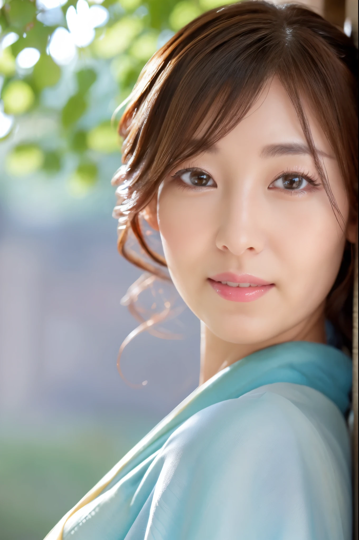(best quality,highres,ultra-detailed),((portrait)),A beautiful Japanese lady, beautiful detailed eyes, beautiful detailed lips, extremely detailed face, long eyelashes,soft smile, flowing hair, natural lighting, wearing Japanese elegant Kimono,