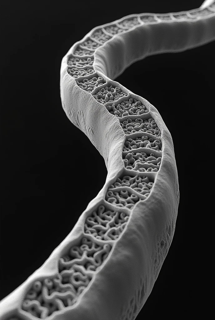 Sinusoid capillary longitudinal section under electron microscope