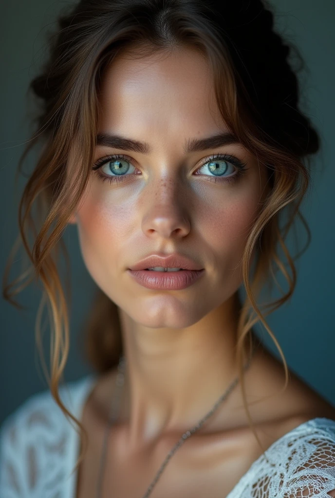 Imagine une jeune femme bondé au yeux bleu