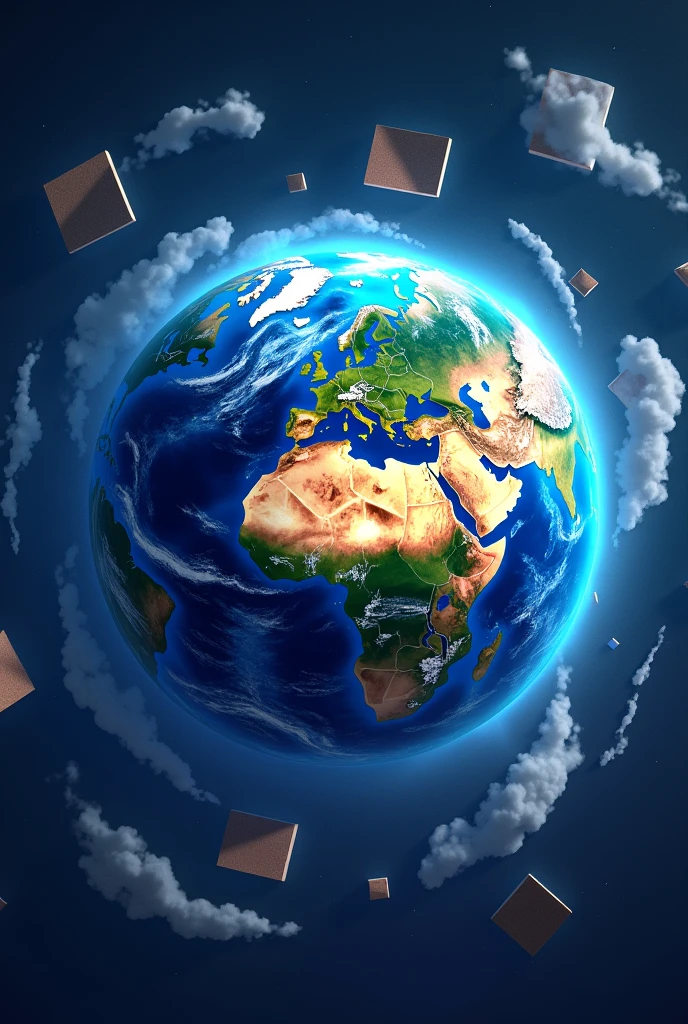 a background for an application called "climate heroes". This background is a menu background where in mrnu there will be clickable squares that will take you to another screen.. Create an Earth background