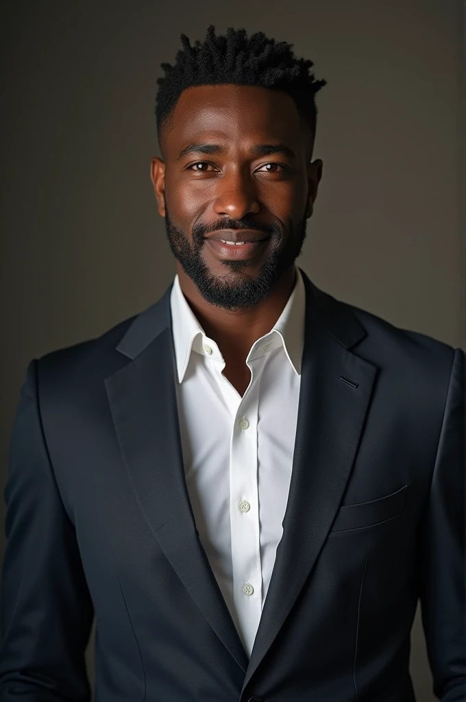 Handsome dark-skinned man dressed in business and white