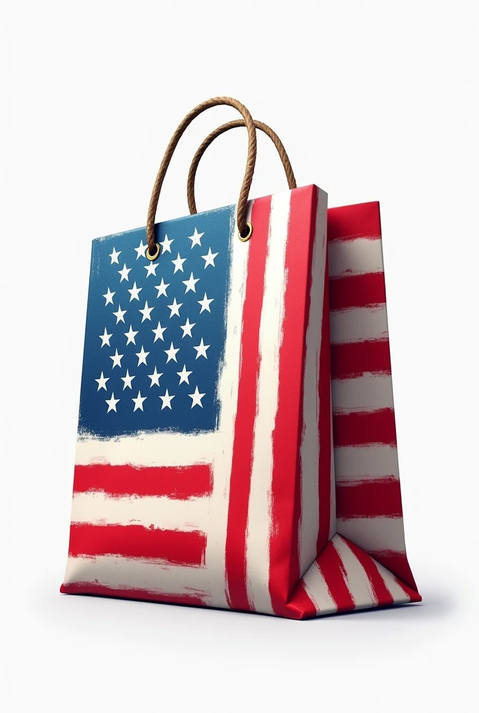 A logo that features a shopping bag made from the American flag