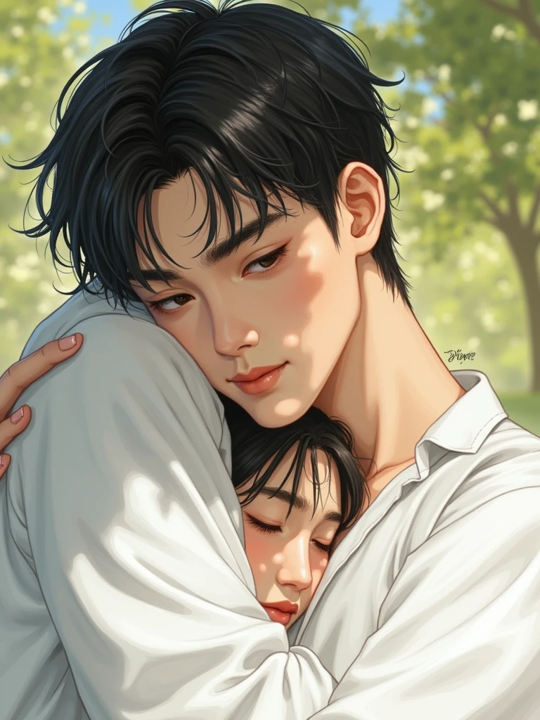 Him hugging a girl
