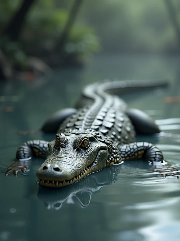 alligator floating in the water, 3D drawing image