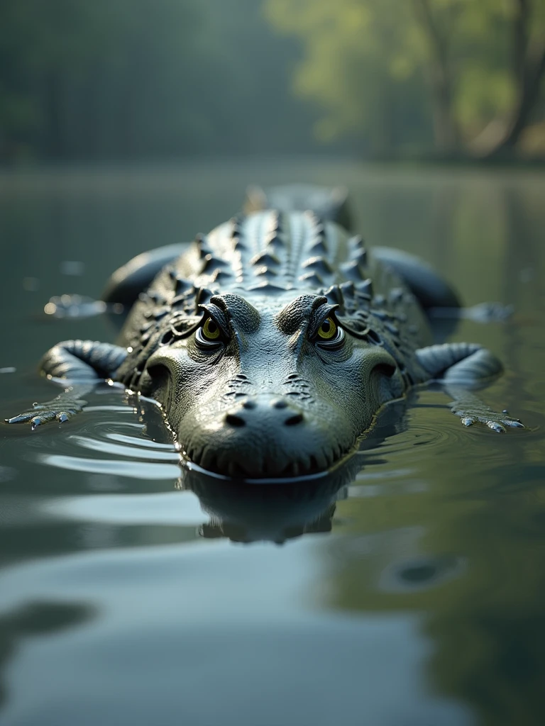 alligator floating in the water, 3D drawing image