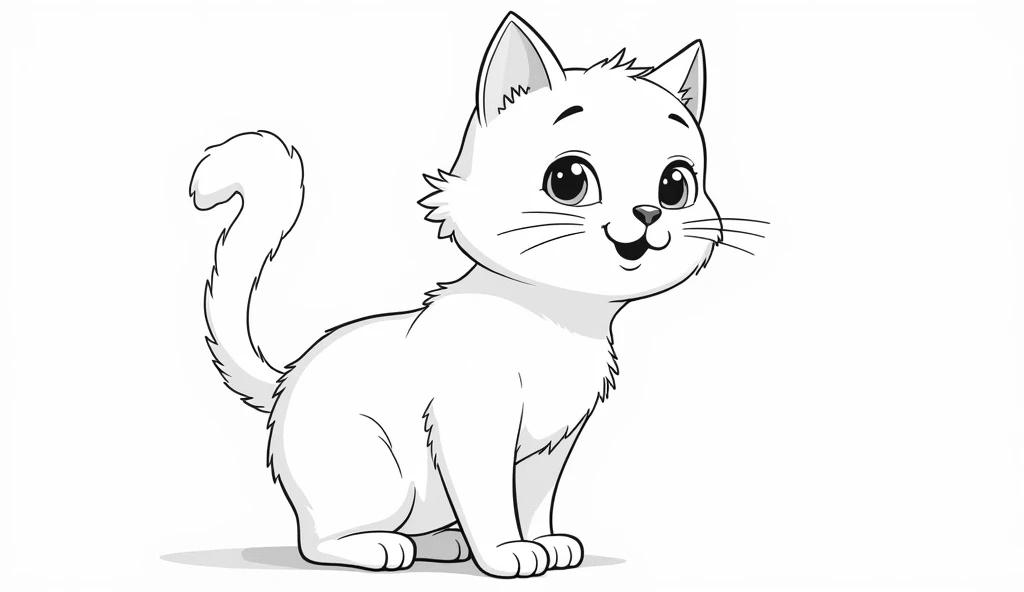 a cat, line art, cartoon character, colouring book, hand-draw, line art