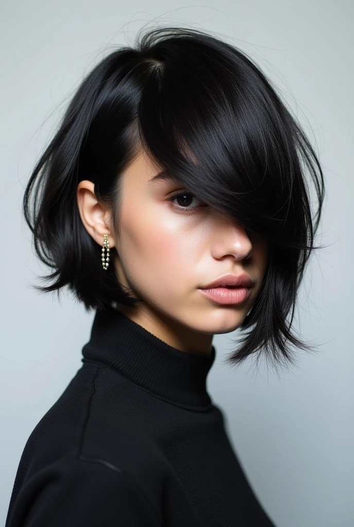  long asymmetrical bob inspired haircut with long bangs and long side bangs,