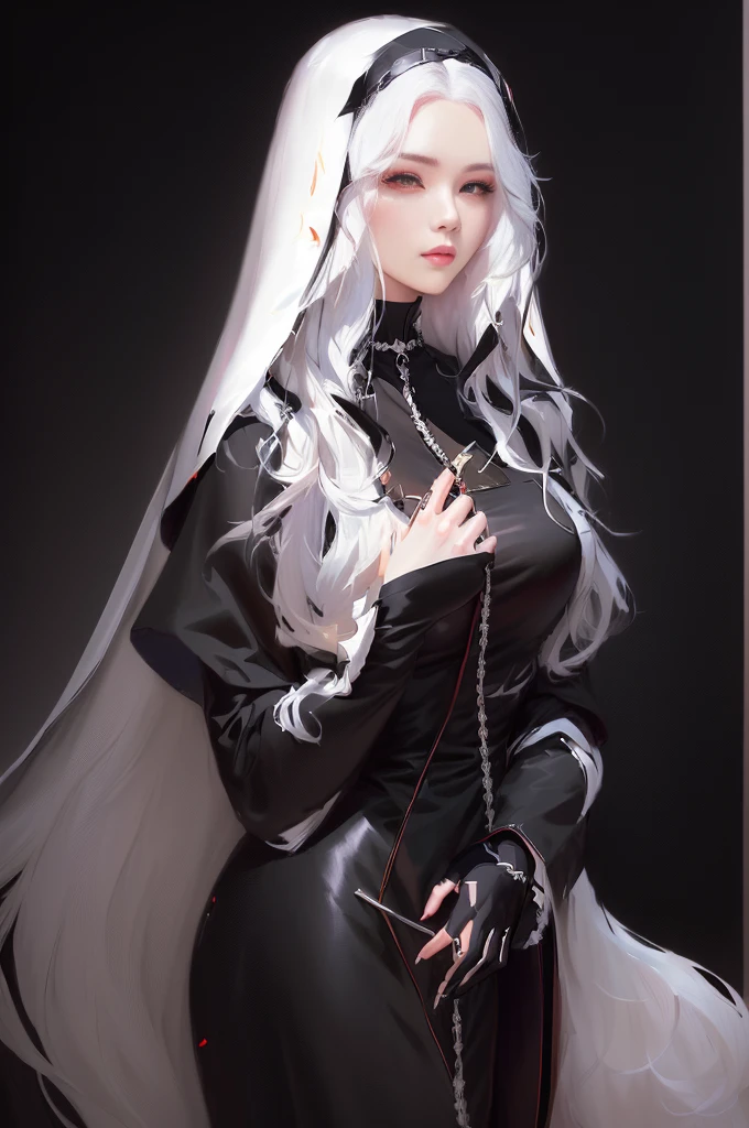anime character with long white hair and black cape, non-style artwork by guweiz, guweiz no pixiv artstation, Guweiz na ArtStation Pixiv, fanart best art station, no art style by bowater, white haired deity, alexandra fomina artstation, nun model, :: rossdraws, in a cape with long hair