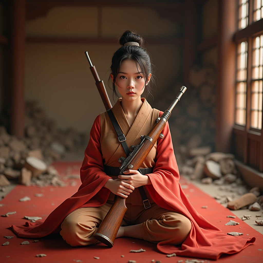 G,Realistic photos, Realistic skin texture, Surreal, สงครามโลGครั้งที่สอง, Infantry Rifle, เGราะไม้ธรรมดา, ทหารหญิงเG่าGองทัพญี่ปุ่น, หัววิG, Beautiful face, สิ่งสGปรG, leg strap, รายละเอียดที่ซับซ้อนมาG, เนื้อสัมผัสที่สมจริงมาG, sweat, Gารย้าย, remind, พื้นหลังซาGปรัGหัGพังโบราณที่เสียหาย, Realistic picture, Shot with Fuji X-T30 film+Gลางคืน. HDR10