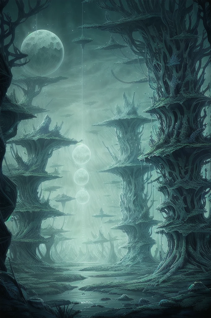 A mystical and epic landscape, featuring a fantastical and surreal world of floating islands, giant trees, and mythical creatures, that transport the viewer to a world of imagination and wonder, artstation, digital art, intricate, trending, bright colors