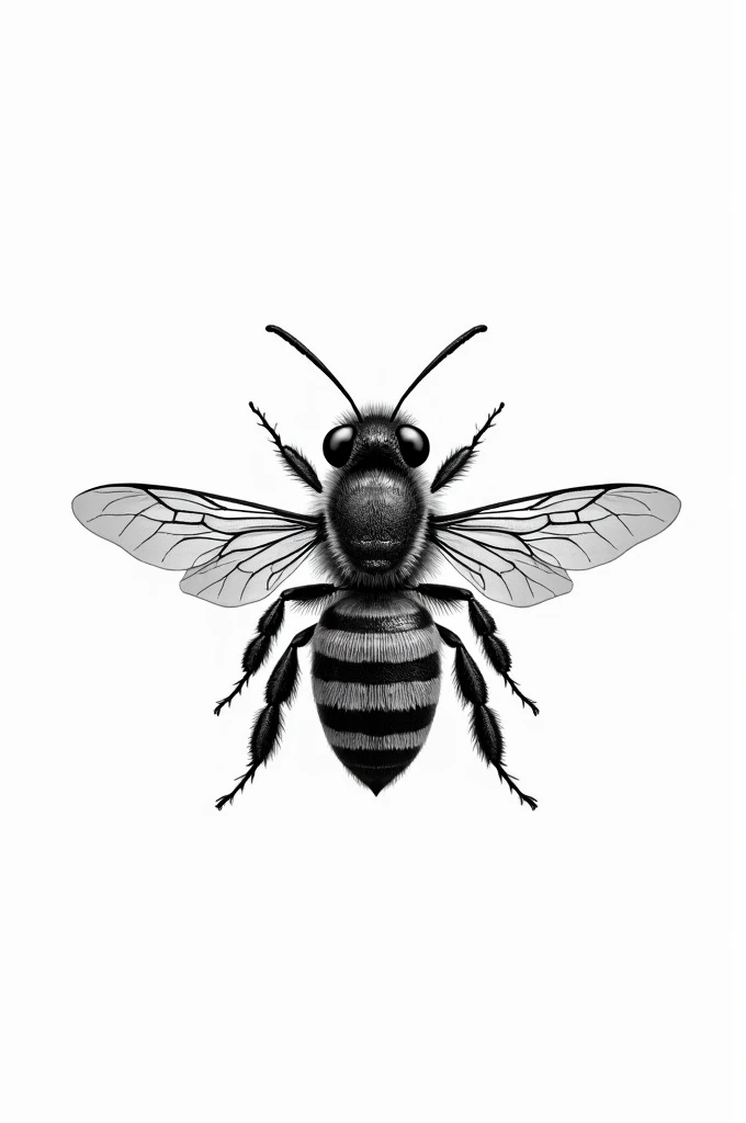 realistic bee logo in black and white