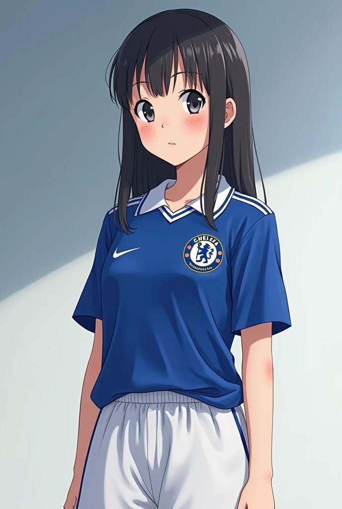 Sakaki from Azumanga Daioh wearing Chelsea football shirt
