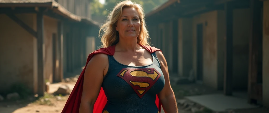 super old Jean Smart Supergirl;strong arms; incredible woman; big breasts. HD. Photograph, ((realism)), extremely high quality RAW photograph, ultra detailed photograph, sharp focus, high resolution, (detailed skin:1,3),high quality, film grain, Fujifilm XT3,Highly Detailed, movie, (Cinematic Photo:1.3) of (Realistic:1.3), by John Byrne/Jerry Ordway