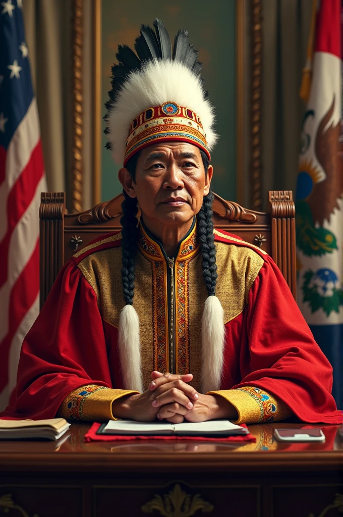 Graphic of an indigenous person as president