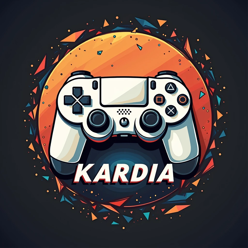 logotype, cerulean, ceruleanado com o nome Kardia, com tema de video game e controle de playstatio 4, blue tones in the background, not orange