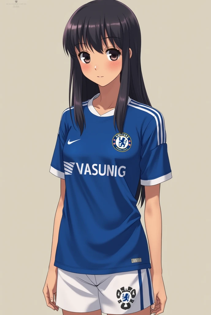 Sakaki from Azumanga Daioh wearing Chelsea football shirt 