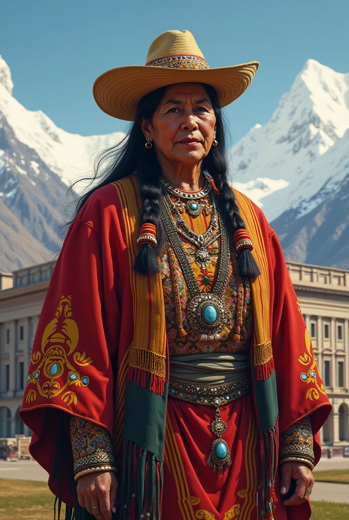 Graphic of a Bolivian indigenous person as president 