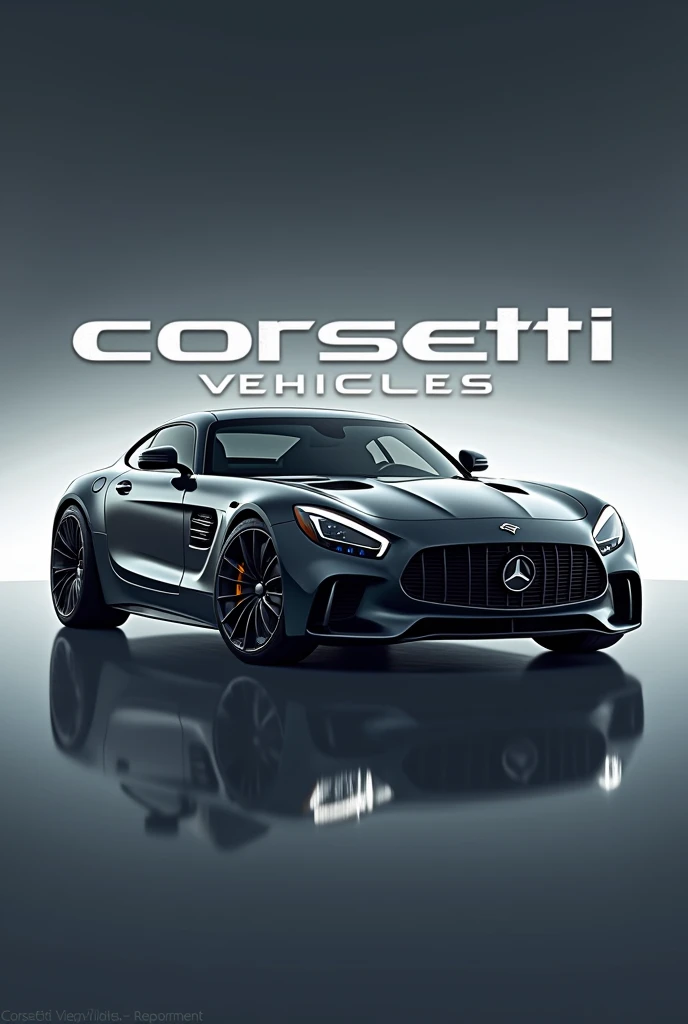corsetti veículos logotype with a sport car behind the name