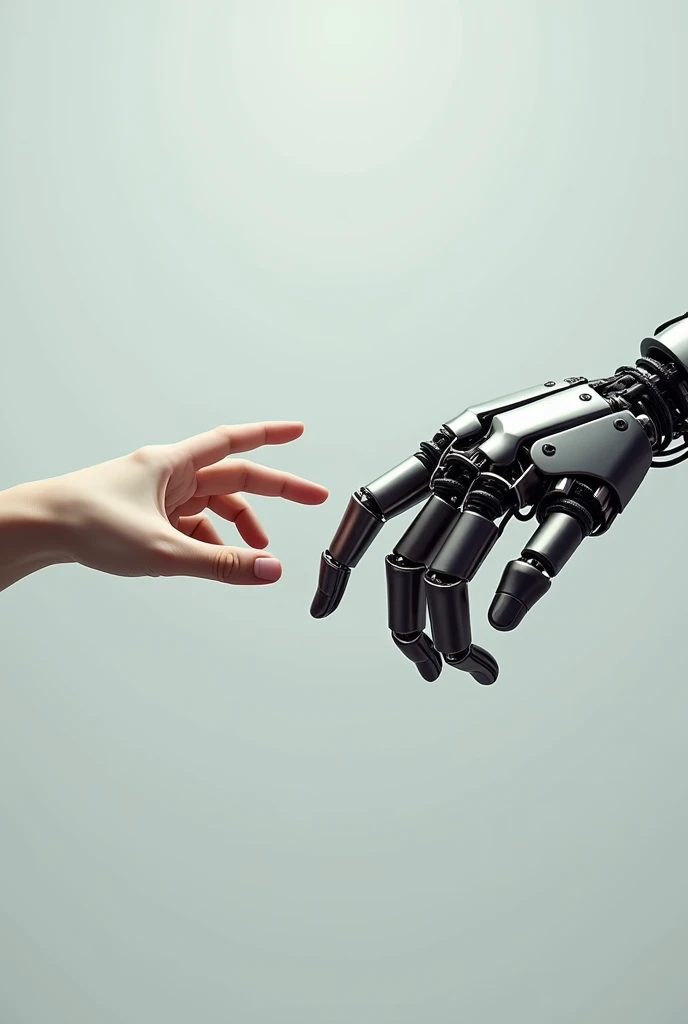 A robot hand and a human hand