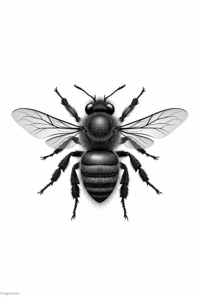 realistic bee logo in black and white