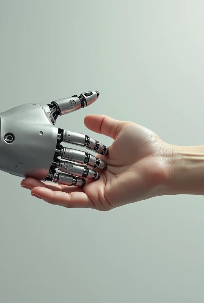 A robot hand and a human hand coming together