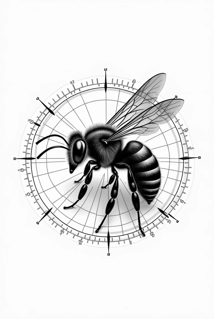 logo of a realistic bee in black and white cartographic style