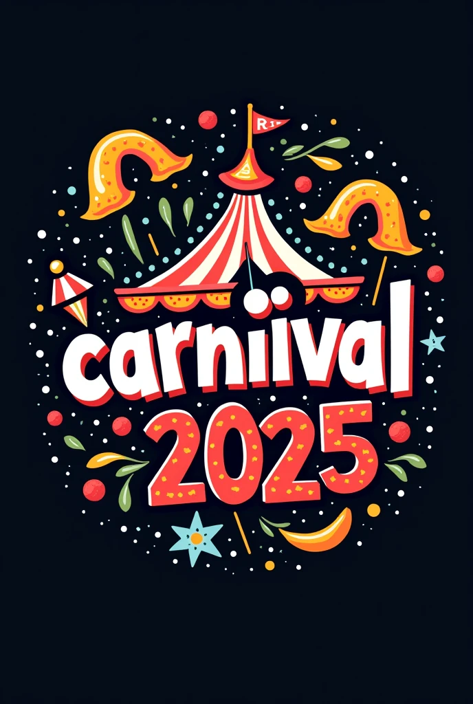 colorful logo, alluding to black and white carnivals, with the text "CARNIVAL 2025"