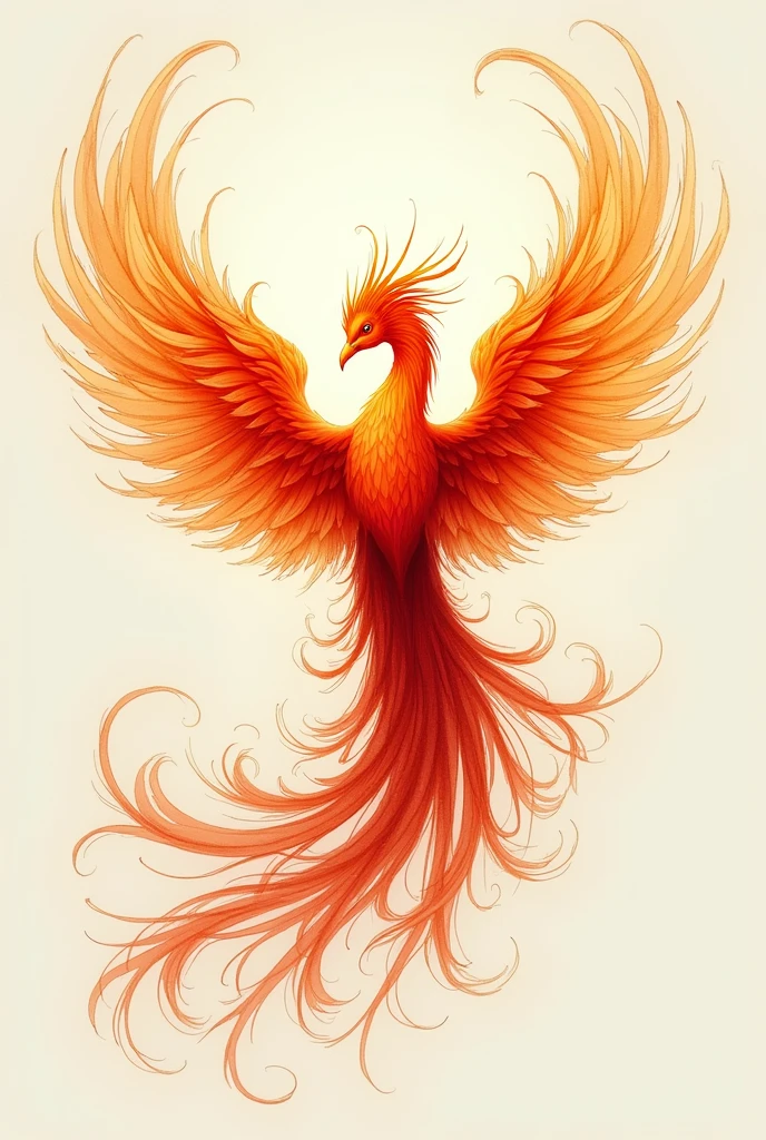 Delicate phoenix bird in the form of a drawing 

