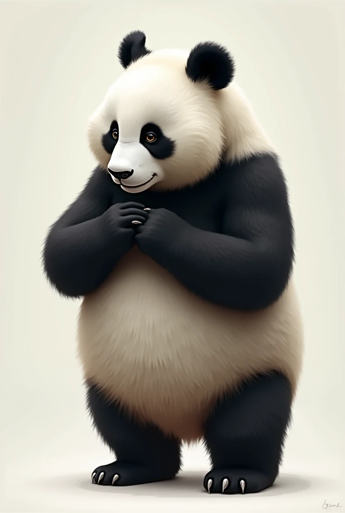 Alone , panda ,detailed body, full body