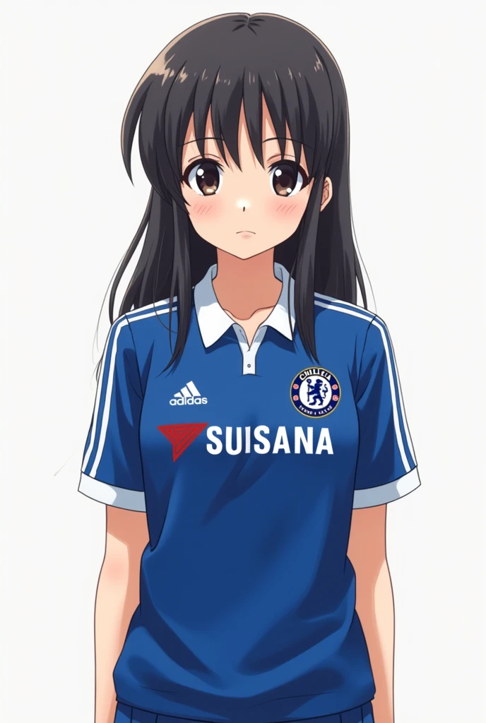 Sakaki from Azumanga Daioh wearing Chelsea football shirt