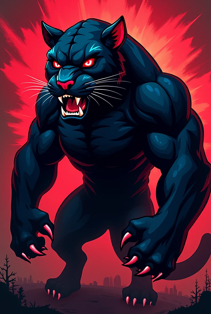 Image of a team mascot, a panther with red details