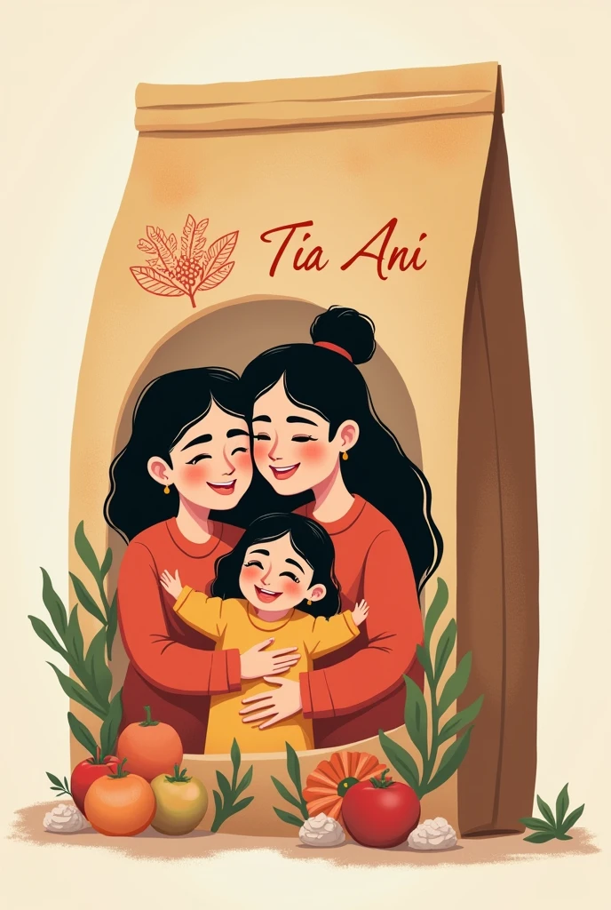 Box with the name Atoles Tia Ani that transmits a harmonious family in its box