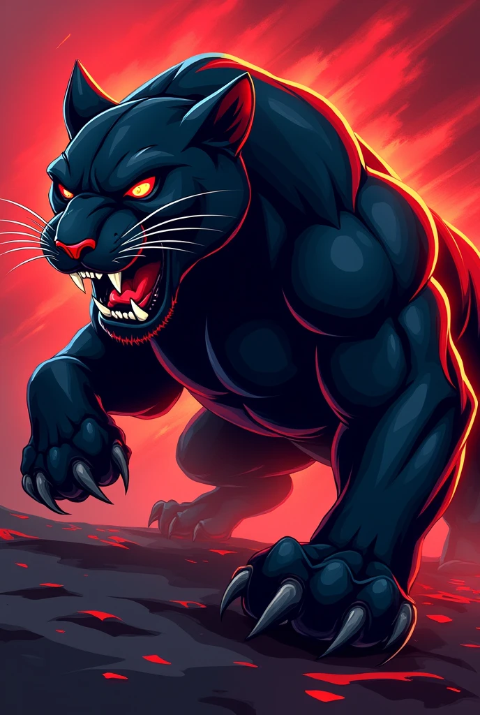 Image of a team mascot, a panther with red details