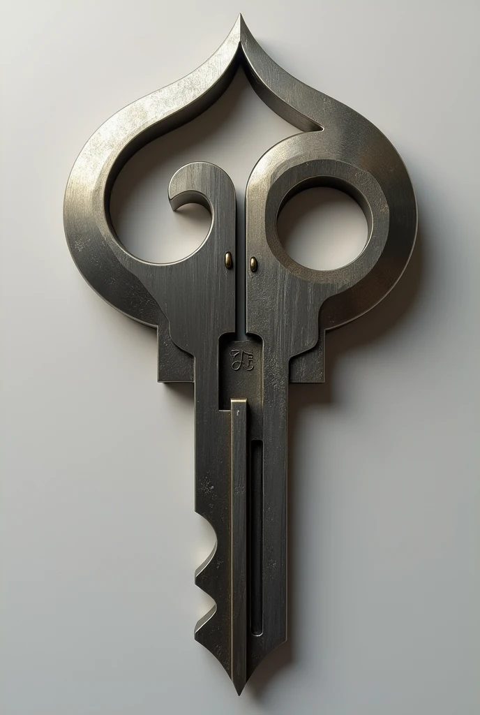 Make me a House key that is pointed and robust in half and round and smooth in the other half as antithesis (rhetorical figure)