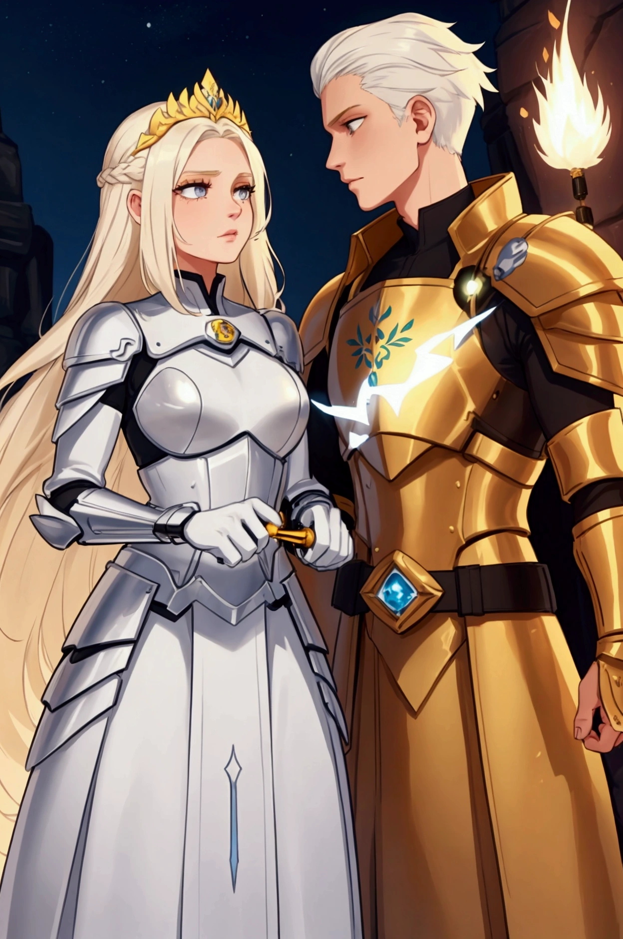She has short, not very long, platinum blonde hair., with locks that frame her face, and golden eyes that shine with a warm and encouraging light. He wears light armor in shades of gold and white., which symbolizes purity and hope. His main weapon is a lightsaber., whose leaf seems to shine with a heavenly glow. Liora is extremely kind, optimistic and encouraging. Her positive nature and willingness to support others make her a key figure in keeping the group's spirits high.. She is always willing to offer a word of encouragement and help to those who need it., and his hopeful attitude is contagious. Although she is a formidable warrior, His focus is on inspiring and uplifting his peers rather than seeking conflict... Whole body