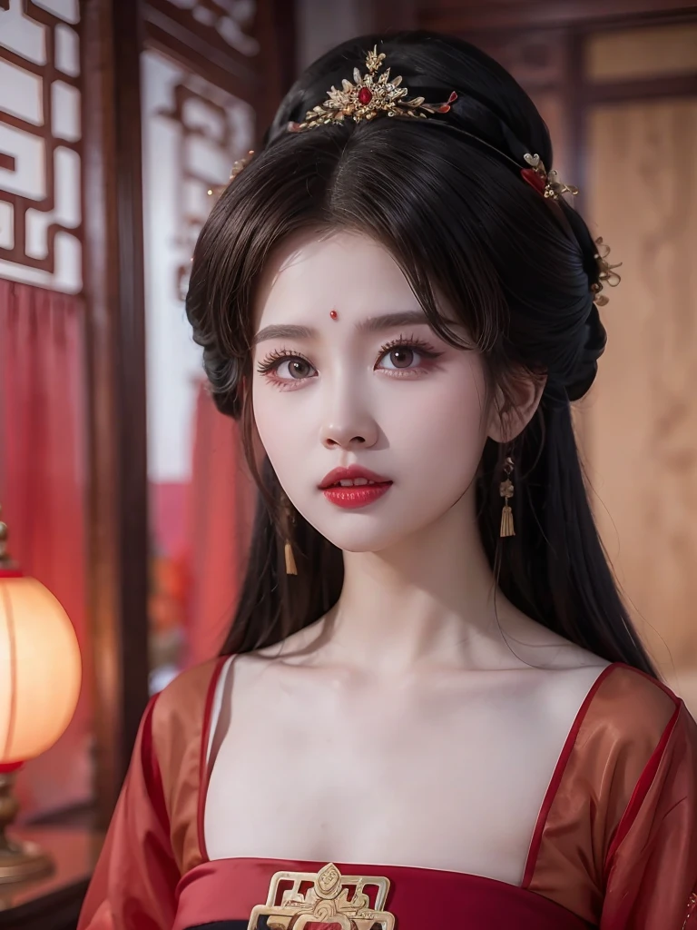 Close-up of a woman wearing a red dress posing for a photo, CGSTATIONPopular, Beautiful and seductive anime woman, author：Yang Jie, beautiful figure painting, cgstation trends, palace, A girl wearing Hanfu, anime long hair girl, Beautiful anime woman, Chinese style, Chinese girl, Guvez, beautiful anime girl, 8k, Ultra-clear, Beautifully