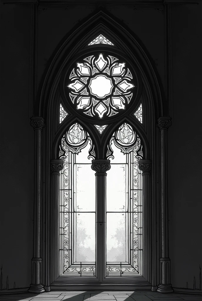 gothic window inspired by a rose window in simple sketch