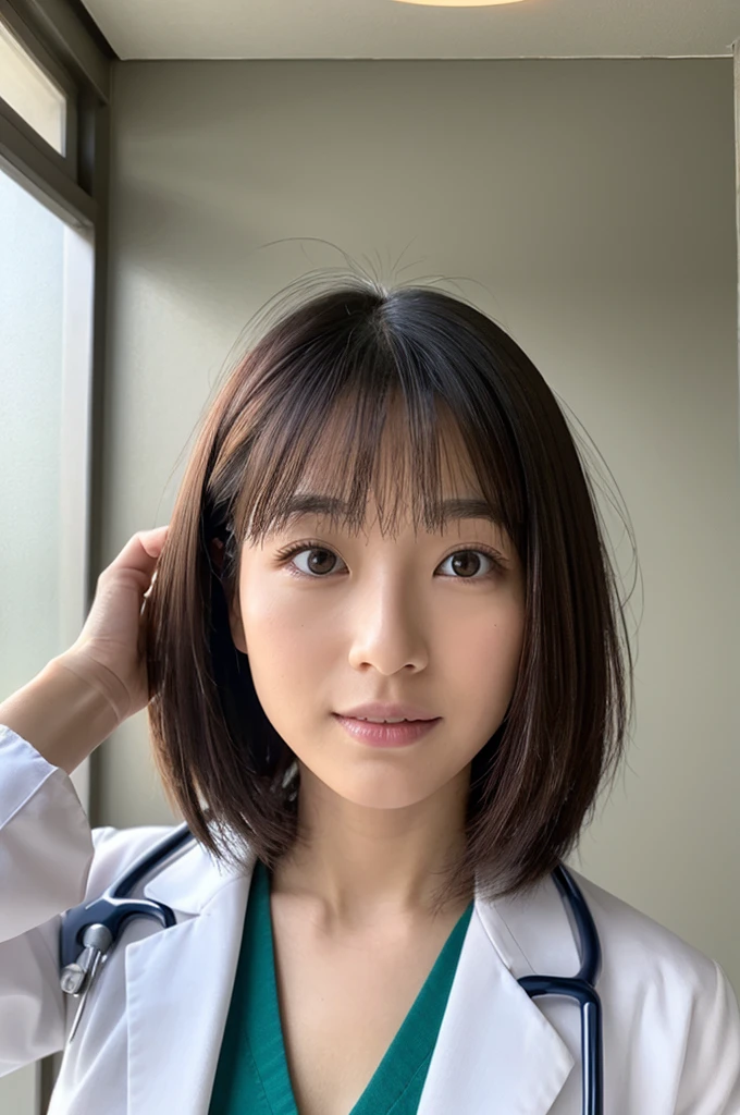 ((Highest quality)), ((masterpiece)), (detailed),Perfect Face,Japanese,Female doctor,White