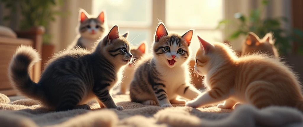 realistic cats playing