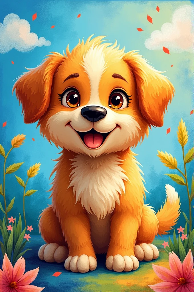 A dog to be painted by children in tasks 