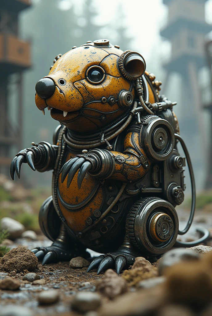 Mechanical Beaver Animal with Gears and Tools
