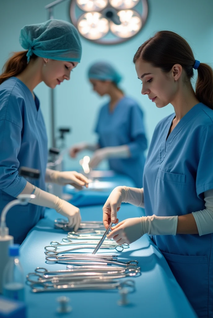 NURSE PARTICIPATES WITH THE SURGICAL NURSE IN WASHING, ARRANGEMENT AND DELIVERY OF THE INSTRUMENTS TO THE CEYE SERVICE