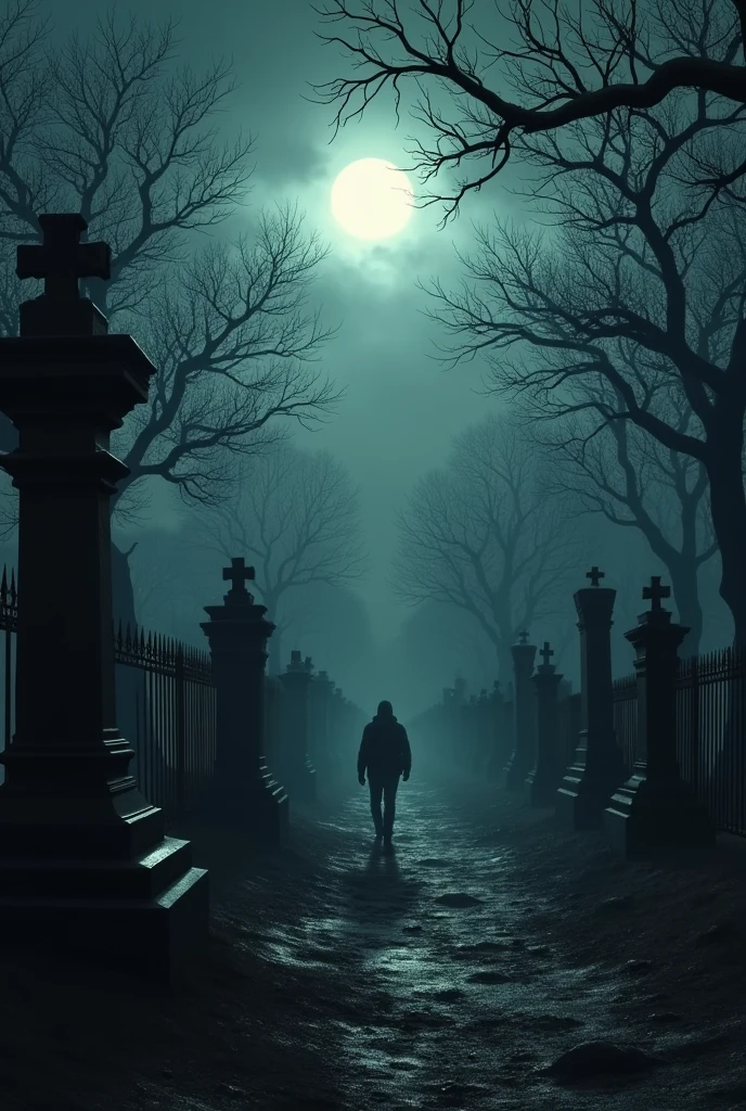 a dark cemetery