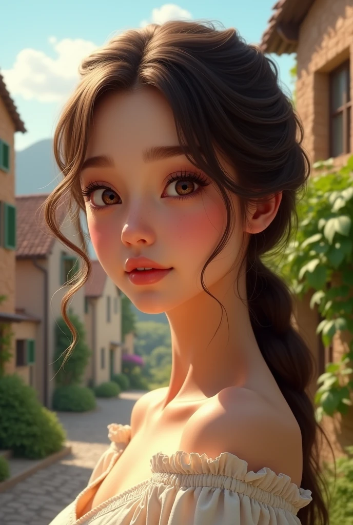 (Photorealism:1.2), beautiful woman, one called Lucas, who lived in a small village.