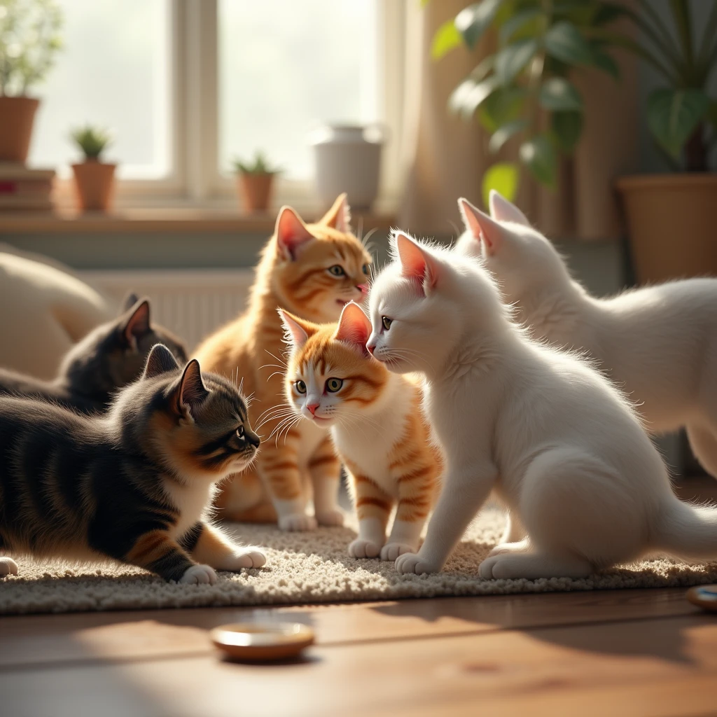 realistic cats playing