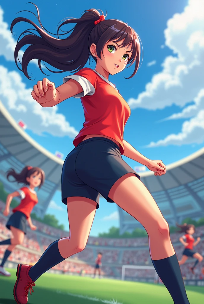 An anime girl playing sports